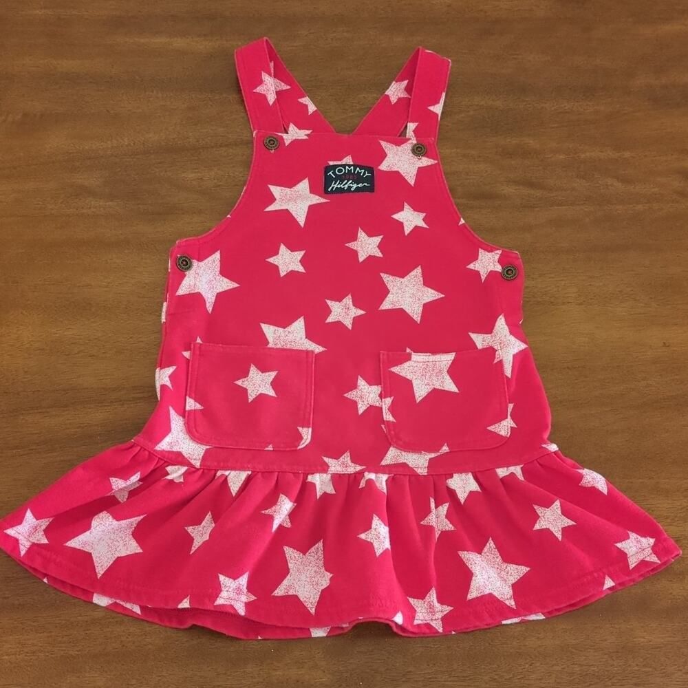 Tommy Hilfiger girls Red/Stars skirt sleeveless overalls Size 6 EUC